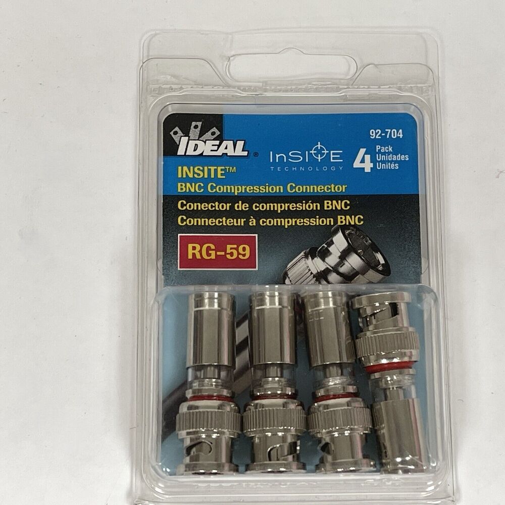 Ideal Insite BNC Compression‎ Connector RG-59 Insite Technology 4 Pack 92-704